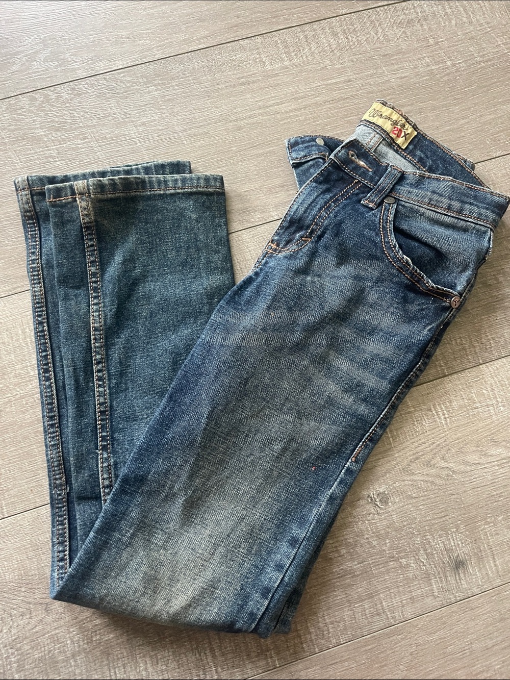 Wrangler Boys Blue Straight Leg Jeans with Contrast Back Stitching - Picture 6 of 6